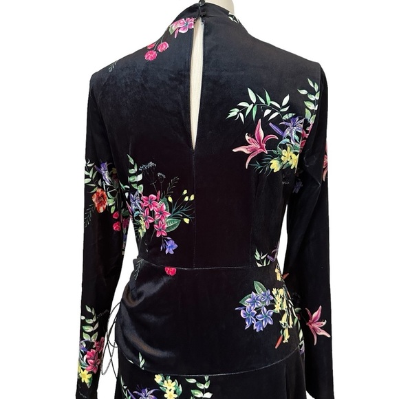 ASOS velvet floral black midi length dress - Picture 4 of 12